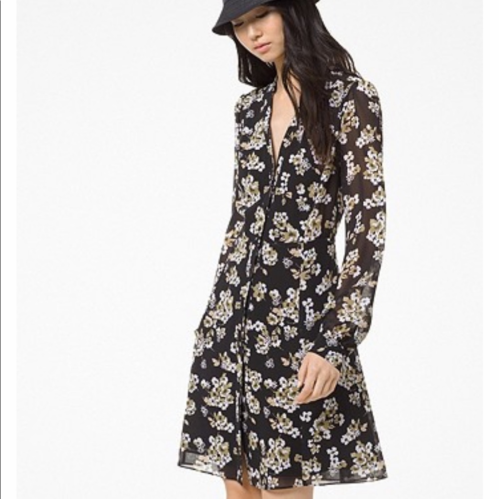 Michael Kors Floral Georgette Shirtdress